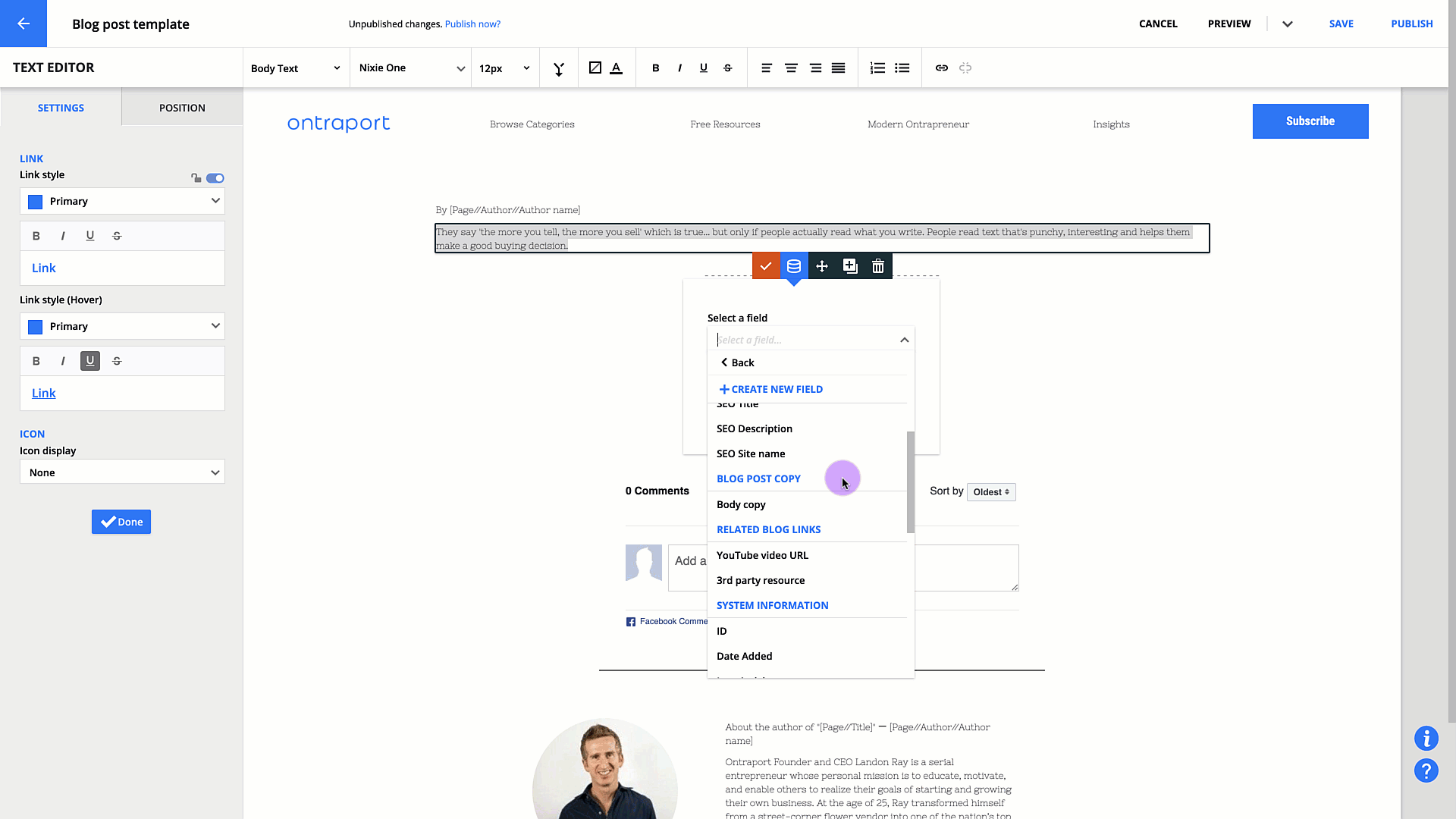 example of using paragraph formatting on pages