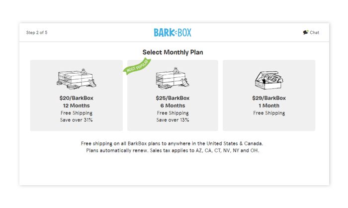 Example subscription pricing