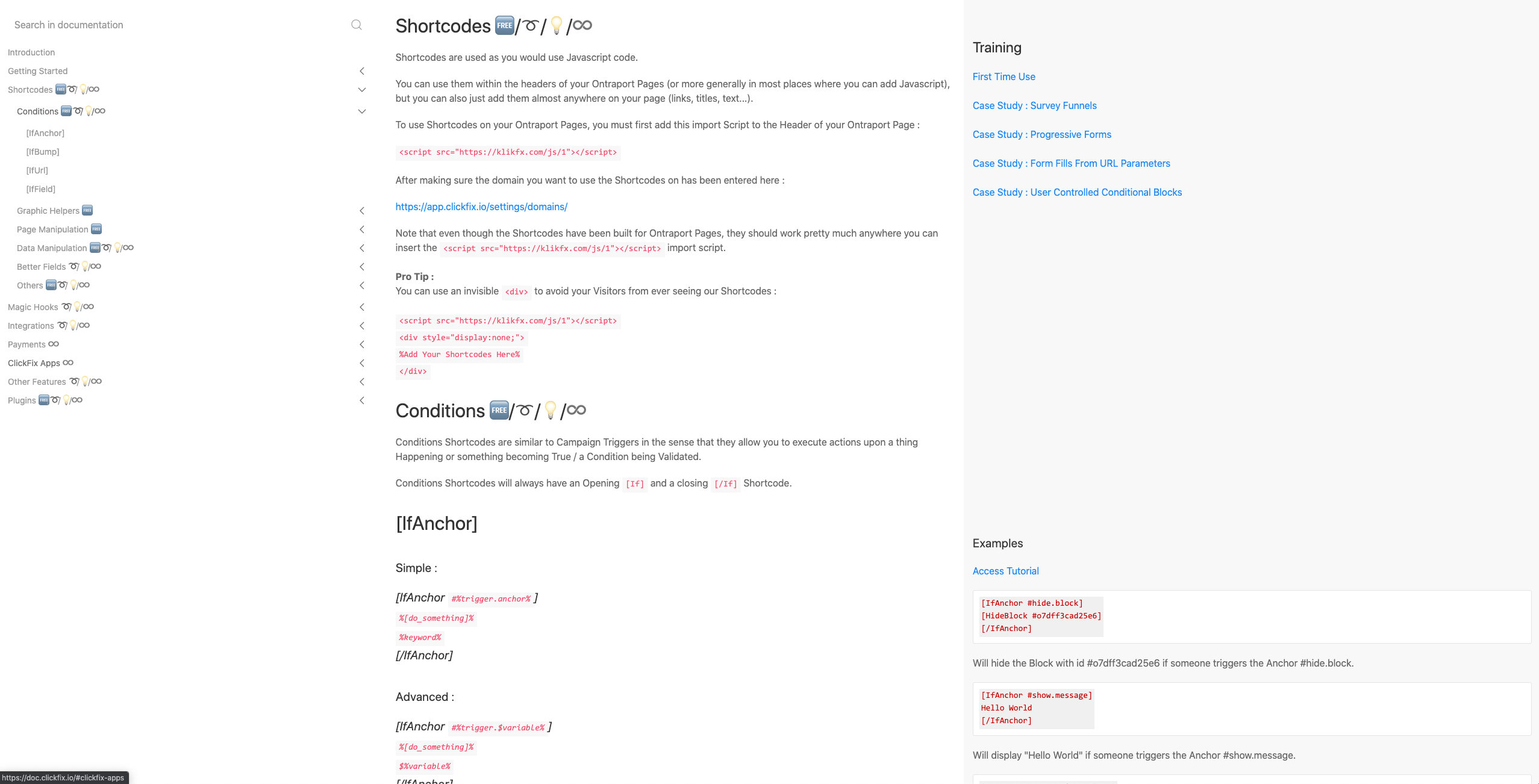 ClickFix Shortcodes Website Page