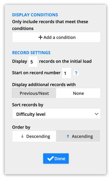 display conditions example