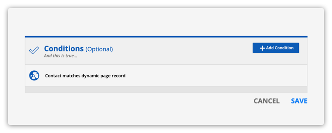 contact matches dynamic page record condition