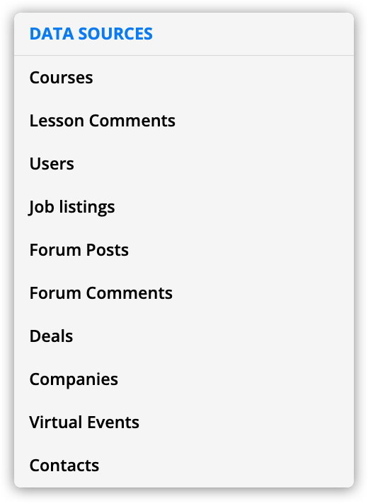 the data sources options