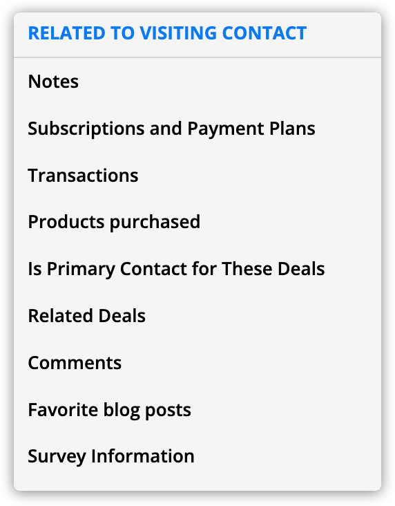 related to visiting contacts options