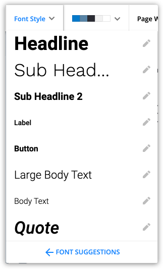 font style dropdown