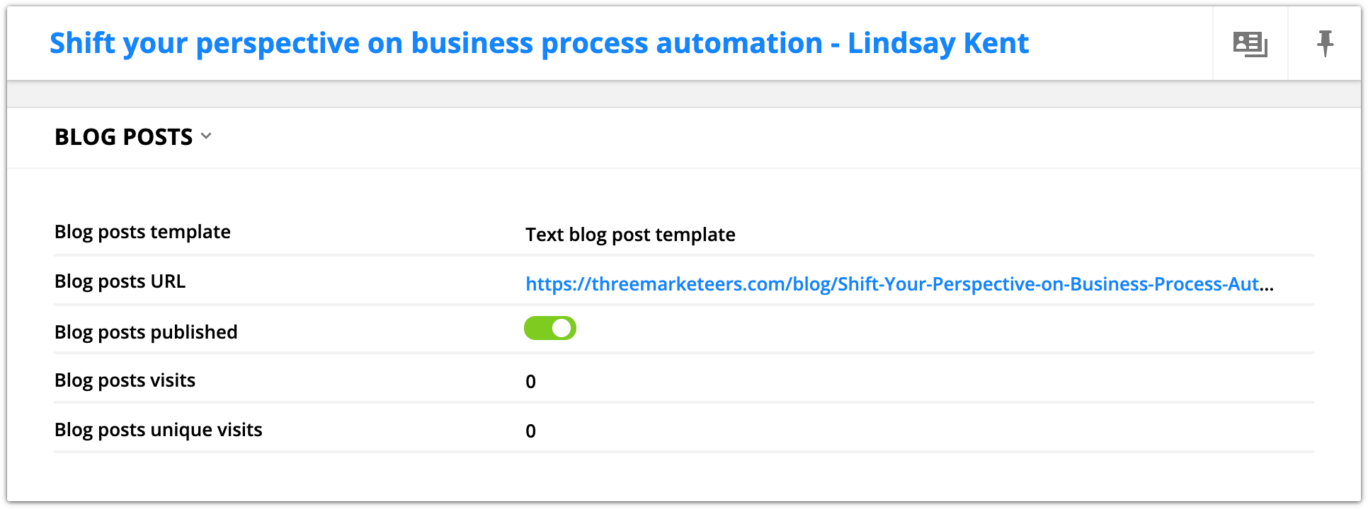published blog posts template example