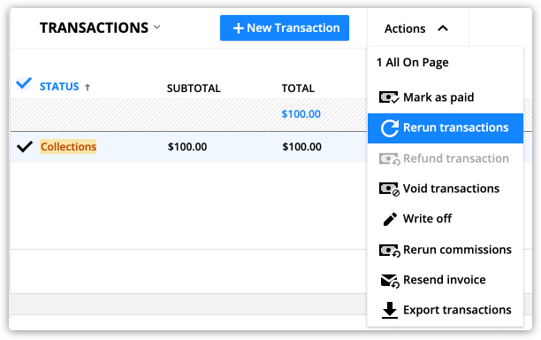 the rerun transaction action