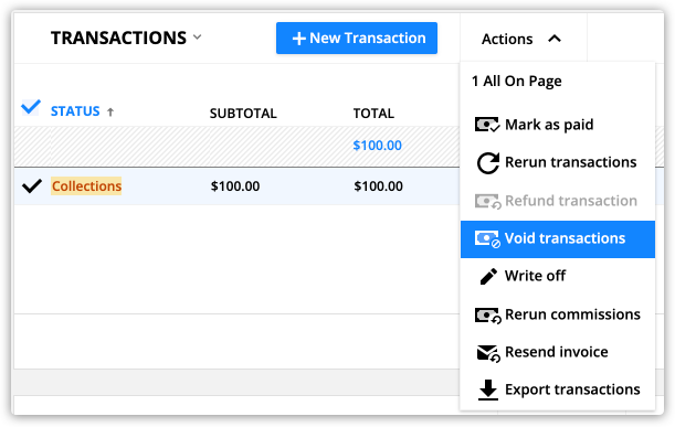 the void transaction action